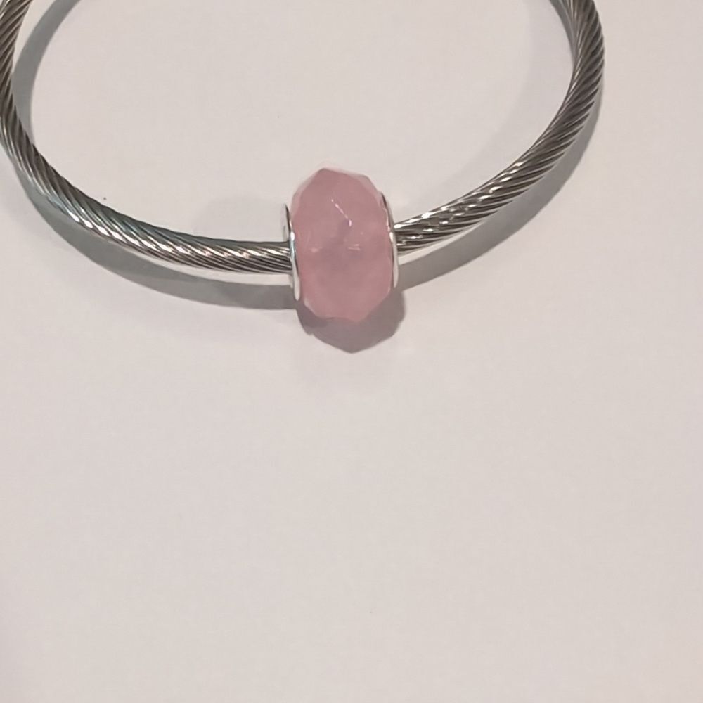 Silver Frosted Pink Charm for Pandora Style